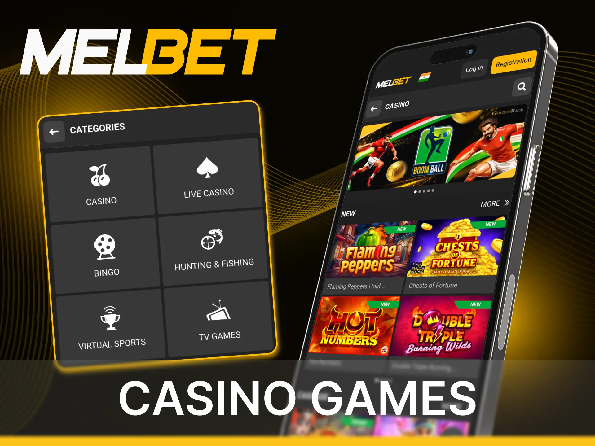 In the application of the Melbet online casino you will find a large selection of the casino games.