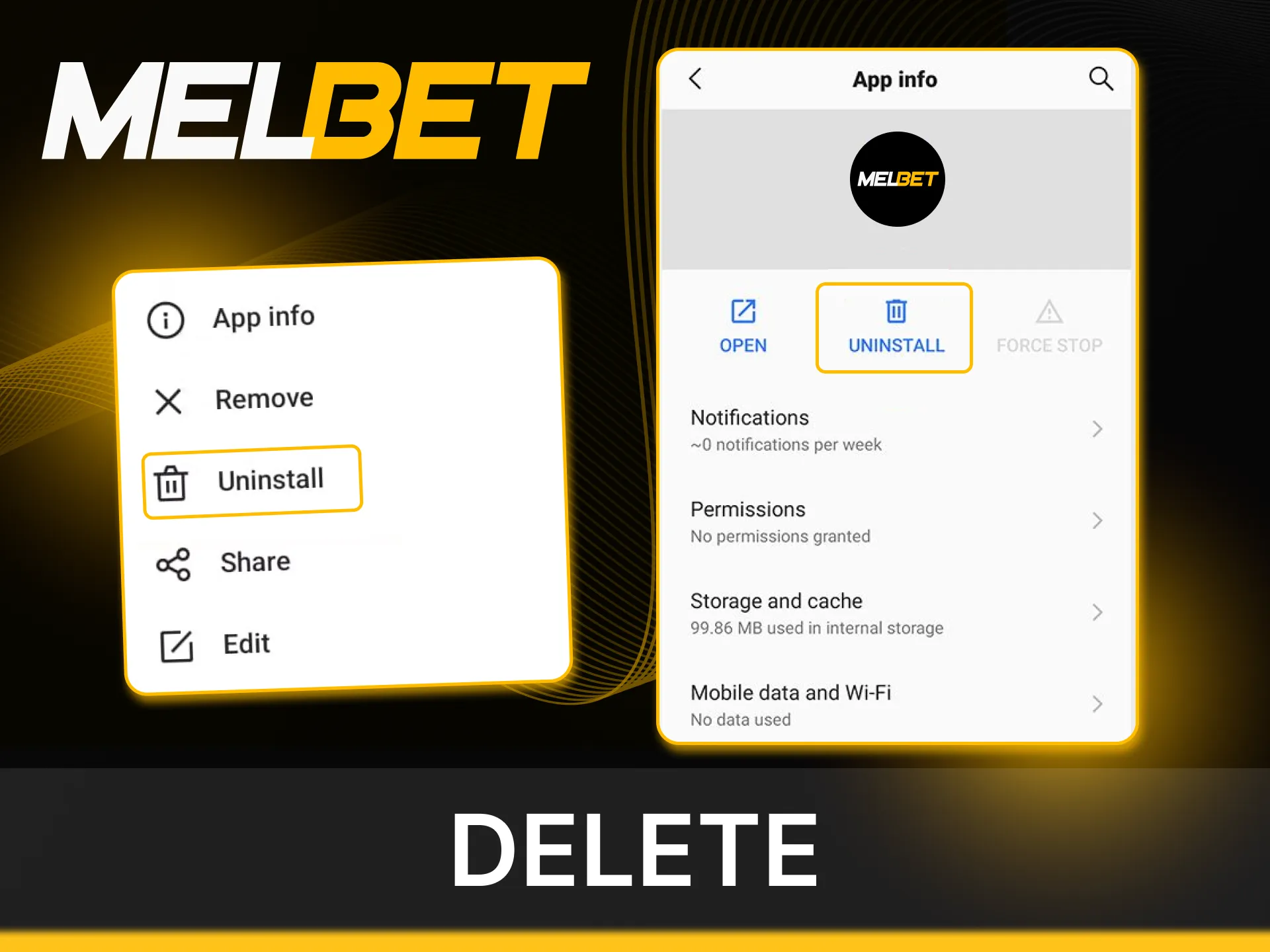 You can always delete the Melbet online casino application.