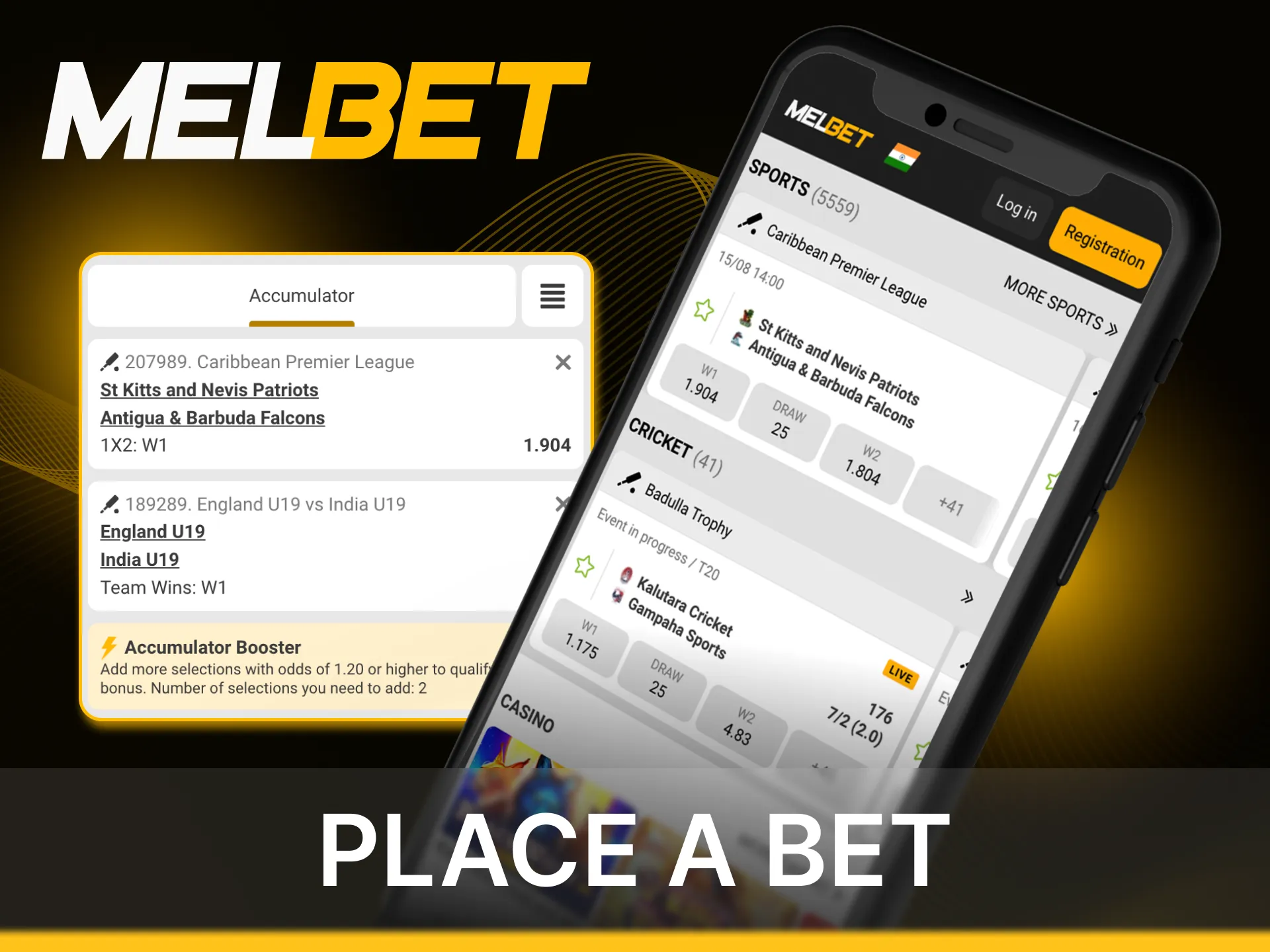 Make stacks for your favorite sports matches in the Melbet online casino application.