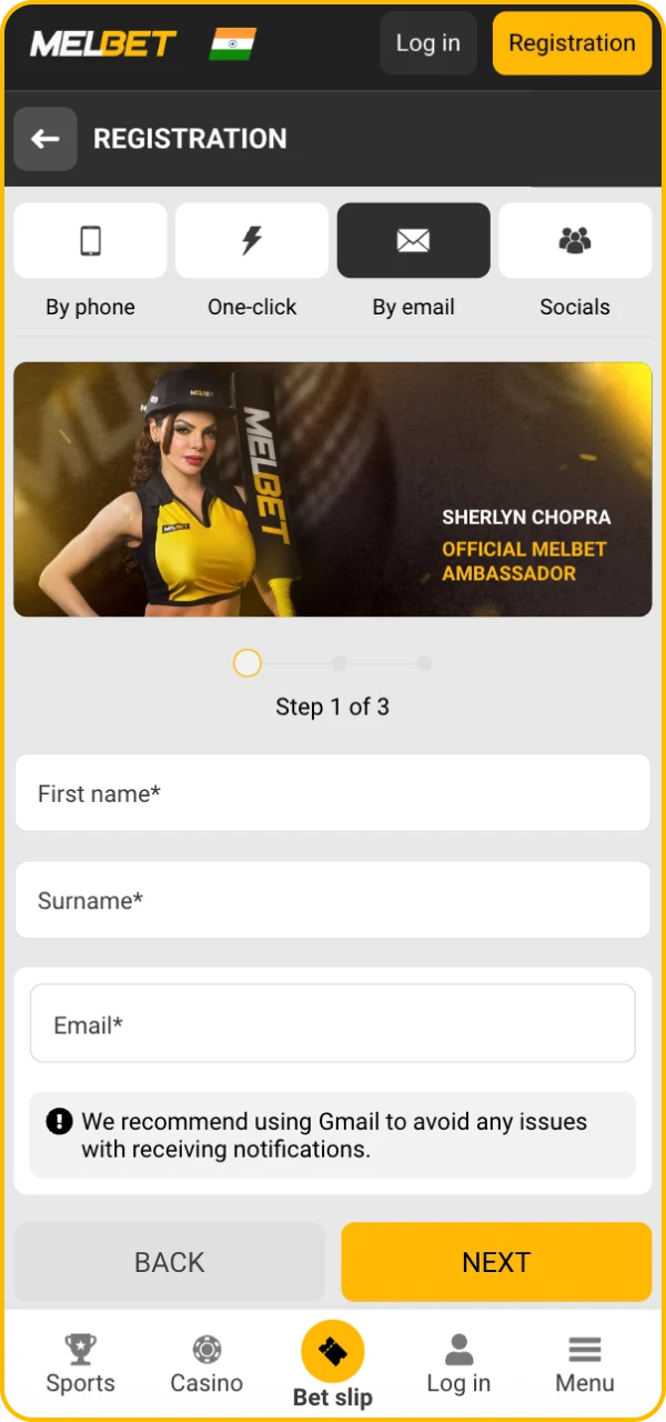 To receive bonuses in the Melbet online casino, you need to register.