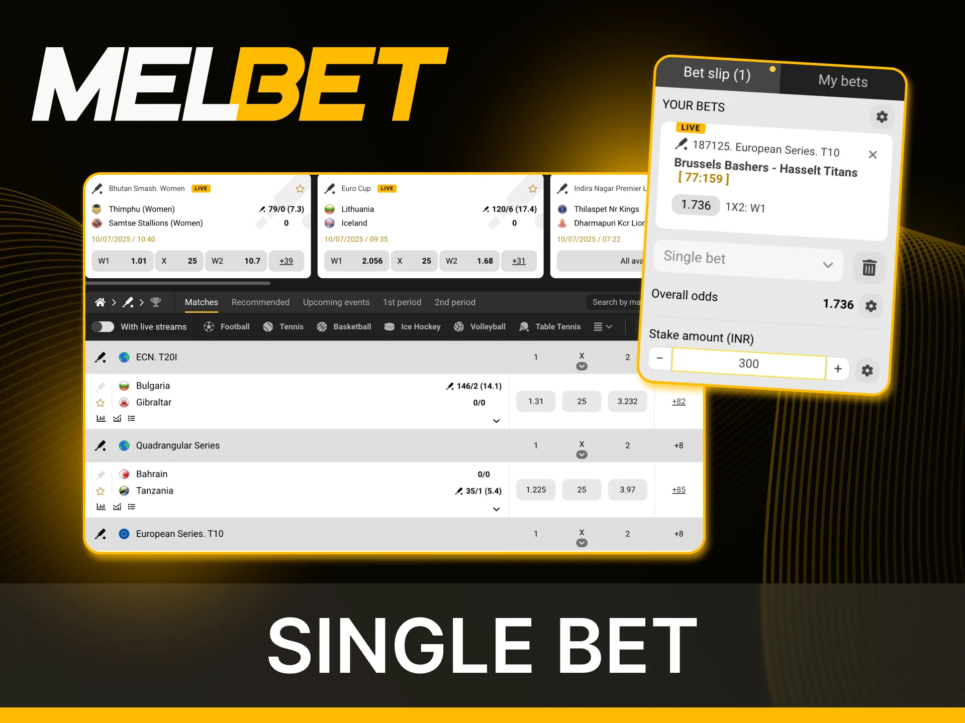 Choose the type of bet suitable for you at the Melbet online casino.