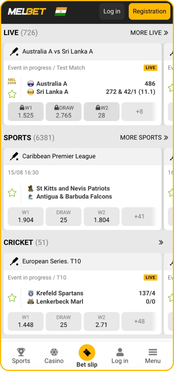 To register, you need to go to the official website of the Melbet online casino.